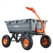 VEVOR Dump Cart, Poly Garden Dump Cart with Easy to Assemble Steel Frame, Dump Wagon with 2-in-1 Convertible Handle, Utility Wheelbarrow 1500 lbs Capa