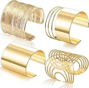 [RIOSO] Cuff Bangle Bracelet for Women Open Wide Wire Bracelets Gold Wrist Cuff Wrap Bracelet