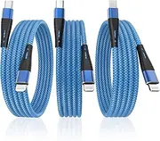 3-Pack Apple MFI Certified USB C to Lightning Cable,3 FT USB-C Nylon Braided iPhone Charger Cord,Type C Fast Charging Compatible with Apple iPhone 14/13/12/11/ Pro/Pro Max/Mini/Air Pods Pro.(Blue)