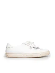 White Leather Laser Cut-Out Pattern Trainers