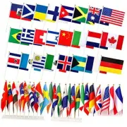 200 Countries International Stick Flags of the World Small Mini Hand Held