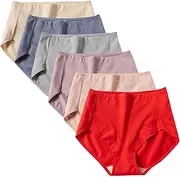 [XWSM] Plus Size Medium Elderly Women's Boyshorts Underwear High Waist Panties Boxer Briefs Cotton Seniors Ladies Underpants Undies (Color : 6pcs Briefs, Size : L/Large)