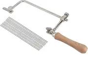 [LIZEALUCKY] DIY Woodworking Steel Saw Making Cutting Multitool Wood Handle Equipment Saw Bow Pull Flower Hardware Saw for Jewelry Tool (Wooden handle movable saw bow + 12 saw blades)