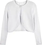 [TRENDSTITCH] Girls Long Sleeve Sparkle Bolero Cardigan Kids Button Closure Knitted Shrug Cropped Sweaters Tops 3-12 Years