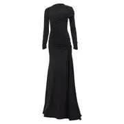 [Carolina Herrera] Long Sleeve Draped Gown