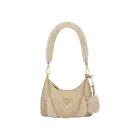 Prada Re-Nylon Shearling Mini Bag Desert Beige