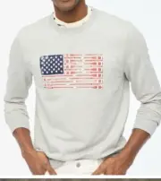 138 J Crew XL Terry Oars Flag Graphic Sweatshirt Gray NWT