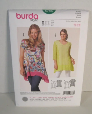 Burda Style 6786 Fitted Tunic w/ Sleeve Variations Misses' 18-34 Pattern Uncut