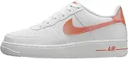 [Nike] Big Kid's Air Force 1, White/Safety Orange, 5 Big Kid