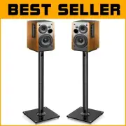 Premium Metal Speaker Stands with Adjustable Glass Top for Surround Sound