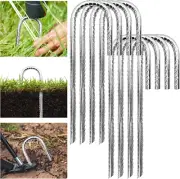 8 Heavy-Duty Galvanized Rebar J Hook Ground Stakes for Tents and Gardens