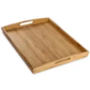 Bamboo Serving Tray with Handles, Dinner Food Tray for Bed Breakfast Eating a...