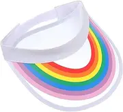 [SOESFOUFU] Fashionable Sun Visor Hat for Women Protection Rainbow Outdoor Cap Lightweight Retro Style for Summer Activities