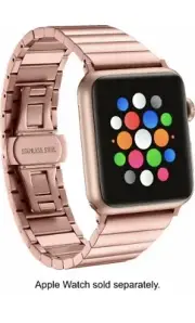 Platinum Link Band Stainless Steel Strap for Apple Watch 8 7 41mm 40mm 38mm Pink