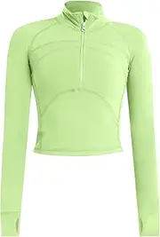 [yoneoisuou] Women's Athletic Half Zip Pullover Sweatshirt Workout Top Crop Quarter Zip Pullover Yoga Running Jackets