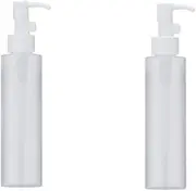 Naisfei 2 Pcs Empty Plastic Pump Bottles Dispenser,150 ml Pump Bottle Dispenser,Refillable Flat Lotion Dispenser Leakproof Empty Lotion Pump Bottle for Essential Oil Soap Lotion Shampoo Clear
