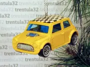 MORRIS MINI COOPER YELLOW CHECKER BOARD ROOF CHRISTMAS TREE ORNAMENT XMAS