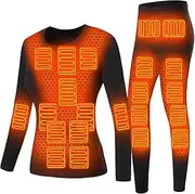 [IMYOGI] Cozy 22 Areas Heating Underwear Set, Temperature Adjuastable USB Electric Thermal Underwears Shirt and Pant for Man Woman