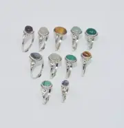 WHOLESALE 11PC 925 SOLID STERLING SILVER GREEN ONYX ANDMIX STONE RING LOT O U32