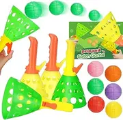 Catch Ball Game for Children, Catch Ball Game with 4 Catching Cups and 6 Balls, Outdoor Games for Children, Ball Game for Garden, Park, Beach, Backyard, Children's Birthday Gift