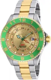 New Mens Invicta 18245 Pro Diver GMT Gold Dial Two-tone Bracelet Watch