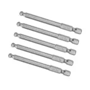 5pcs Ball End Screwdriver Bit - [3 Inch x H1/4 x 5mm] Magnetic Hex Screw