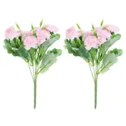 5 Branch 10 Artificial Silk Hydrangea, 2 Pack Fake Flowers Faux Decoration, Pink