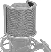 Geekria for Creators Mic Metal Pop Filter, Windscreen Cover with Metal Mesh and Foam Filter, Antipop Mask Compatible with Audio-Technica AT2020, FIFINE K669B, Rode NT-USB (Size S/Silver)