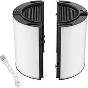 360° Combi Glass 2 in 1 HEPA+Carbon Replacement Filter Compatible with Dyson TP07 HP07 TP06 HP06 PH04 PH03 PH02 PH01 TP09 HP09 Air Purifier, H13 Grade True HEPA Pure Cool Hot Humidify Fan Filter,Black
