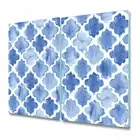 Glass Induction Ceramic Hob Cover Blue Moroccan | Vintage Old Style | 2x30x52