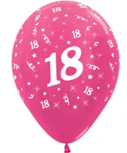 18th Birthday Pink Fuchsia Metallic Balloons 25 Pack