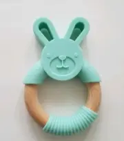 Organic Baby Teether Toy- SPA and BPA-Free Silicone - Green Rabbit