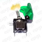 TOGGLE SWITCH AMBER ILLUMINATED ON/OFF SPST 3P w/TRANS GREEN COVER#662053/665020