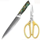 2Pcs TURWHO 8in Slicing Knife Japan VG10 Damascus Steel Kitchen Knife Shears Set