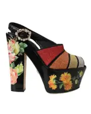 Dolce & Gabbana Floral Crystal Platform Sandals - Platform & Wedges -