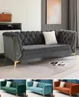 Tufted Velvet Fabric Sofa 1/2/3/4 Seater Modern Lounge Armchair 4 Colours