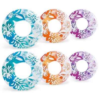 Intex Colorful Transparent Inflatable Swimming Pool Tube Raft (6 Pack) 59251EP
