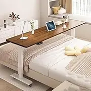 CUPKEE Over The Bed Table with Wheels for Easily Move Overbed Table, Electric Lifting Adjustable Height 75-103Cm, Over Bed Computer Table for Working Studying,A,150cm