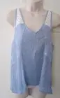 Hollister Sleeveless Lace Detailed Striped Tunic Top in Light Blue White Size S