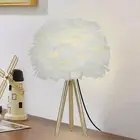 ZYLEIESENBAO Feather Lamp White Furry Tripod Table Lamp 16''H Children's Bedr...