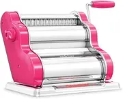 PASTALINDAClassic 200 Pasta Maker Machine, 20 cm Wide Rollers, 9 Thickness Positions, 2 Cutting Positions, Stainless Steel. Includes Reinforced Hand Crank And Two Clamps (Fuchsia)