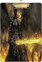 Armor Warrior Golden Clipboard Plastic A4 Letter Size with Low Profile Metal Clip Large Clipboards for Students, Women, Men and Kids