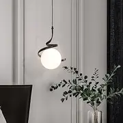 zhxinashu Ceiling Light Ball, Glass Ceiling Lamp, Modern Pendant Lamp, Dining Table, Pendant Light Black for Bedroom, Living Room (Black)