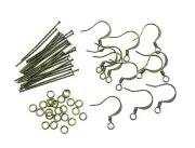 100 Antiqued Gold Bronze French Hooks Jumprings Headpins Earring Findings Mix