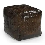 Lattice Leather Ottoman