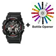 Casio G-Shock Analogue/Digital Mens Black XL-Series Watch GA-100-1A4DR Bottle Opener Bundle