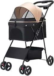 Pet Stroller Dog Stroller Folding Dog Stroller with 4 Wheel and Storage Basket Pet Stroller Cat Stroller for Small Medium Dogs Cart Cat Stroller Dog Strollers(Color:A)