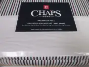 Chaps Brompton Hall 4pc Cotton 18" Deep Pocket Striped Sheet Set- Cal King