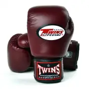 Twins BGVL3 Leather Muay Thai Boxing Gloves Maroon Kick Sparring Mitts Training