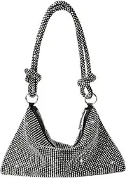 [Richcoco] Rhinestone Evening Purses for Women Hobo Bags Chic Sparkly Crystal Cluth Purse Bling Shiny Handbag for Party Club
